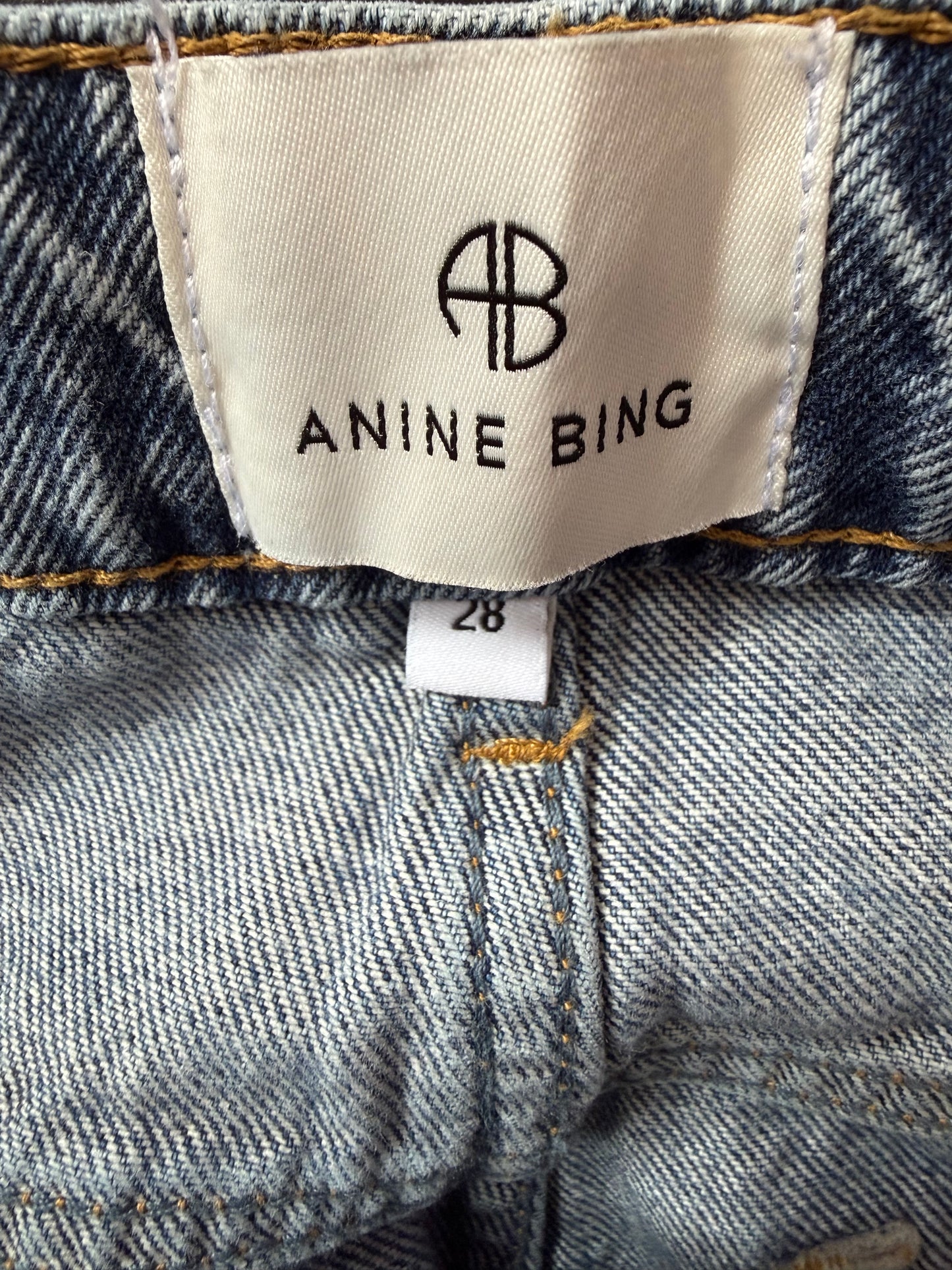 Anine Bing Jeans. Distressed. Blue. Waist 28”