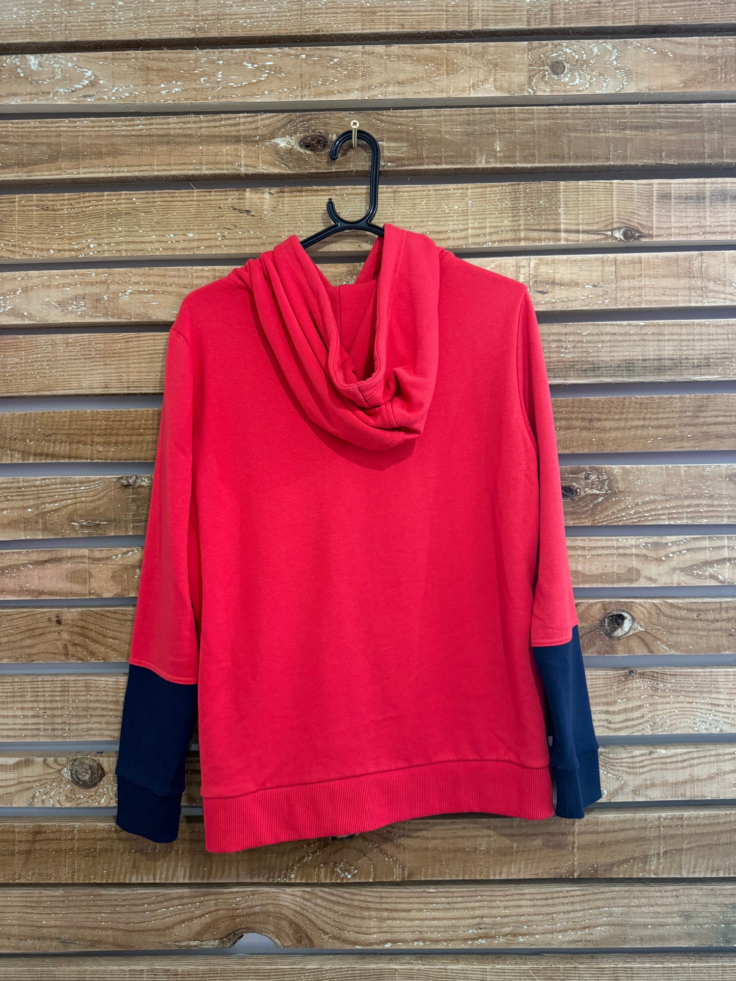 Armani Exchange logo colourblock hoodie/ hooded sweater. Red. Size Large.