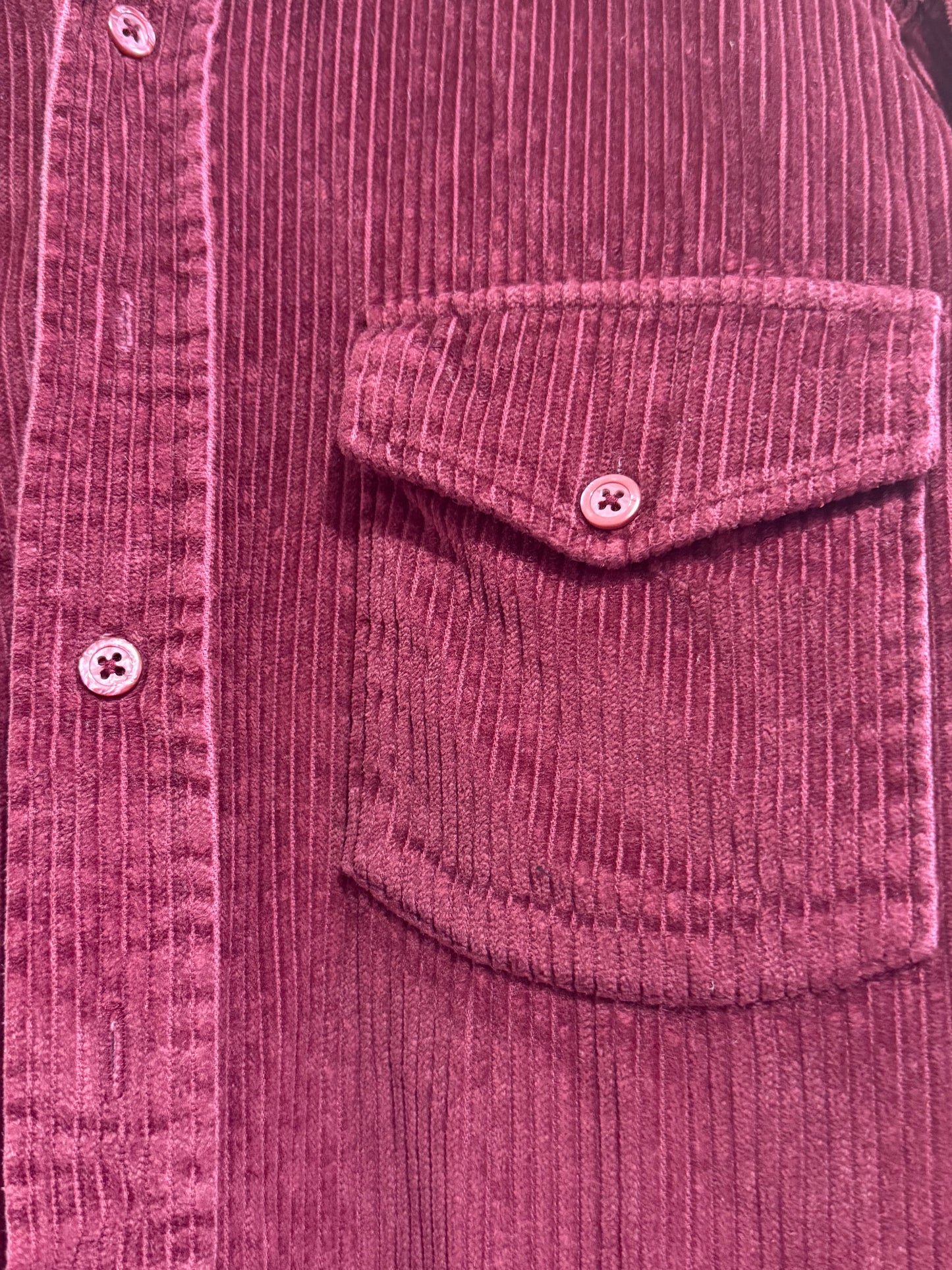 Vintage 90s Le Frog cord/ corduroy shirt. Burgundy. Size Medium.