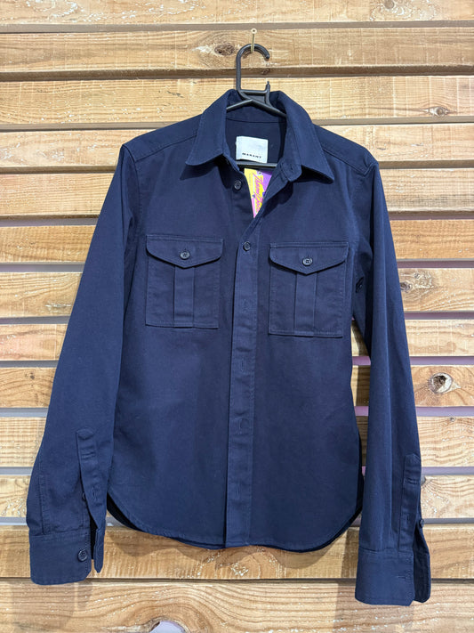 Isabel Marant heavy cotton denim button up blue shirt. Size XS.