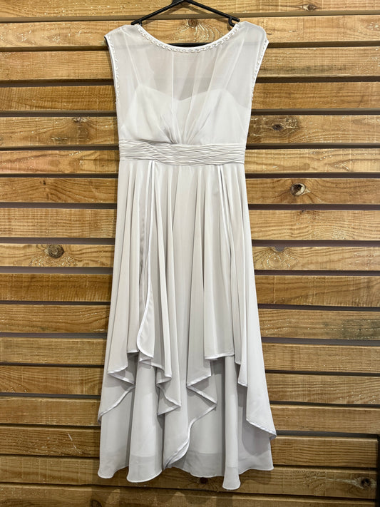 Monsoon chiffon 50s style swing evening dress. Grey. Prom/ summer. UK8