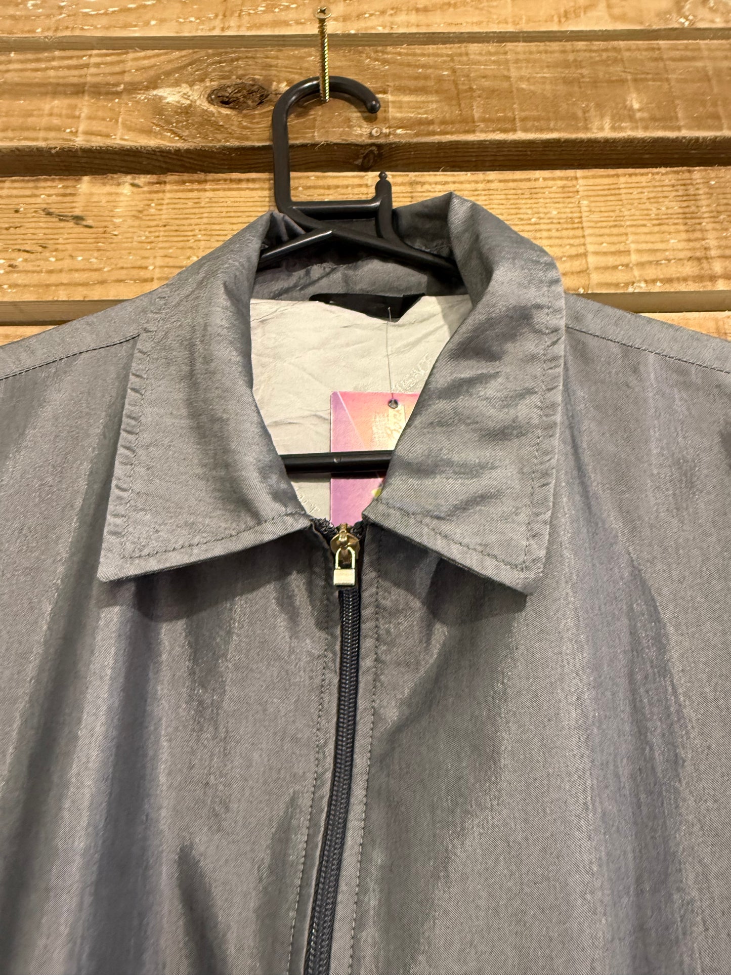 Vintage 90s RARE Versace Classic silver metallic harrington jacket. Size Large.