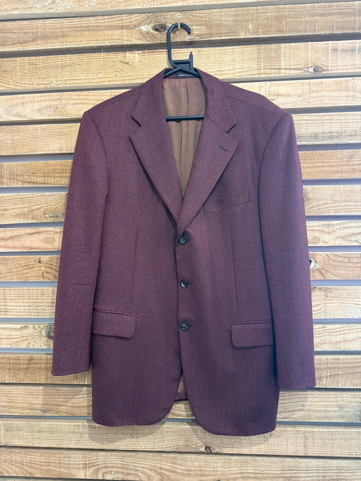 Vintage 90s Pal Zileri button up blazer/ jacket. Wool. Burgundy. 44” chest.