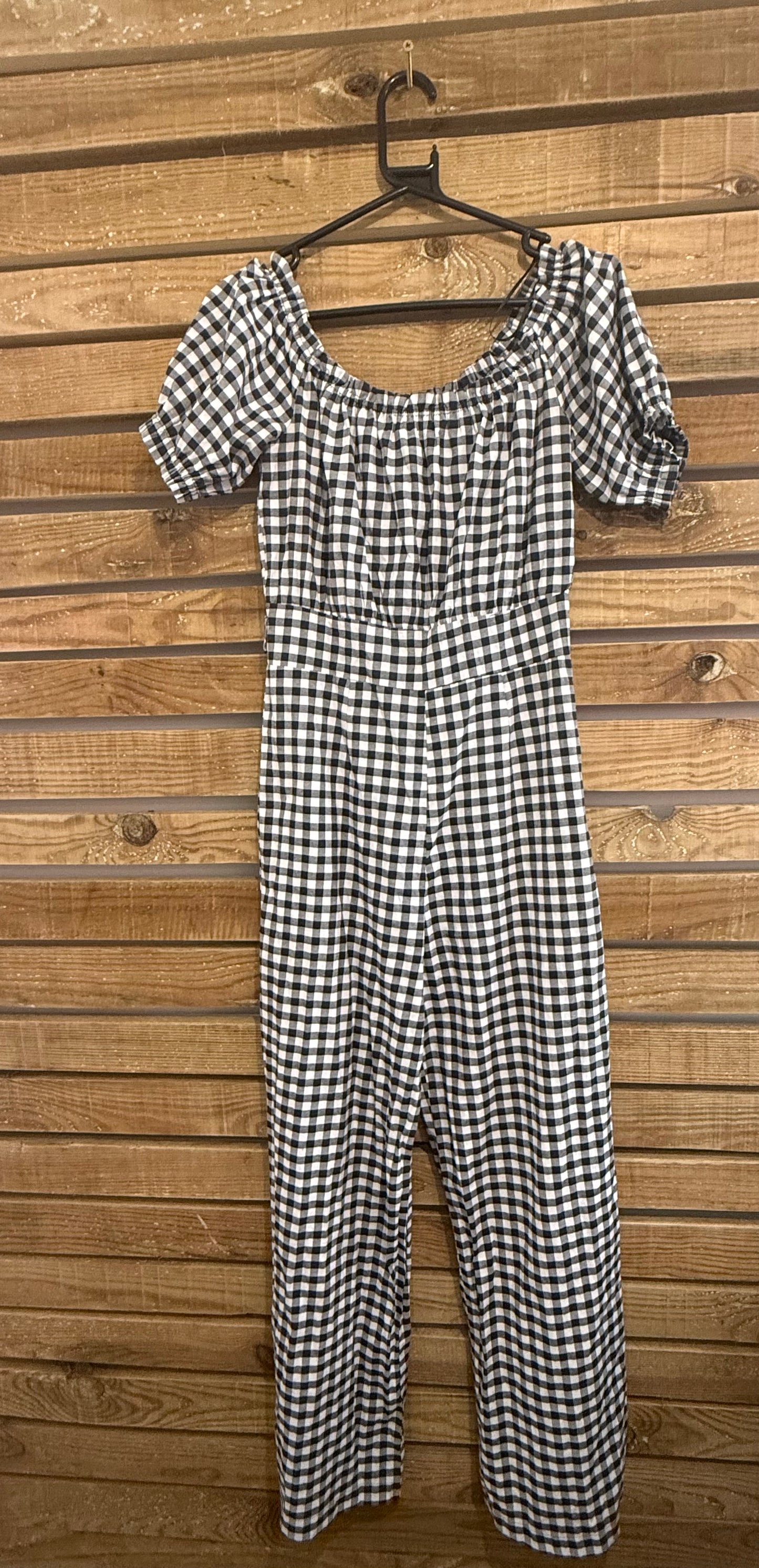 Miss Selfridge gingham bardot neckline jumpsuit. Rockabilly. UK10.