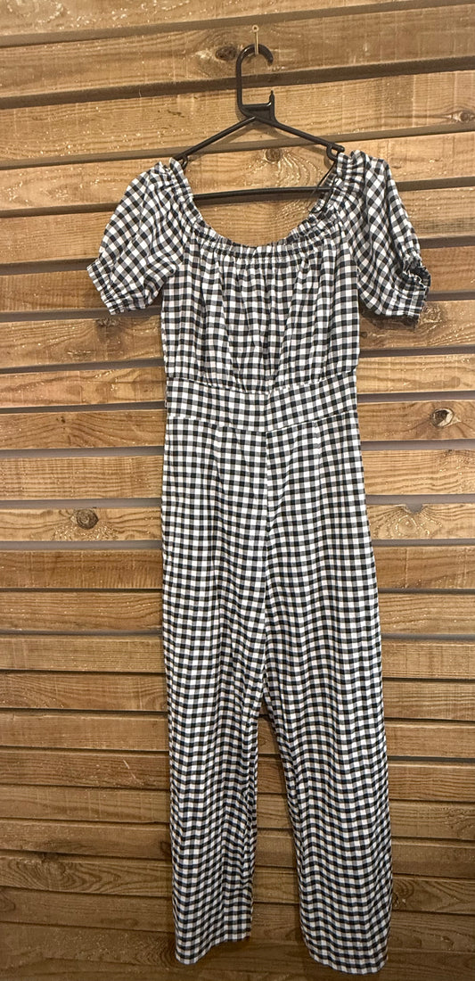 Miss Selfridge gingham bardot neckline jumpsuit. Rockabilly. UK10.