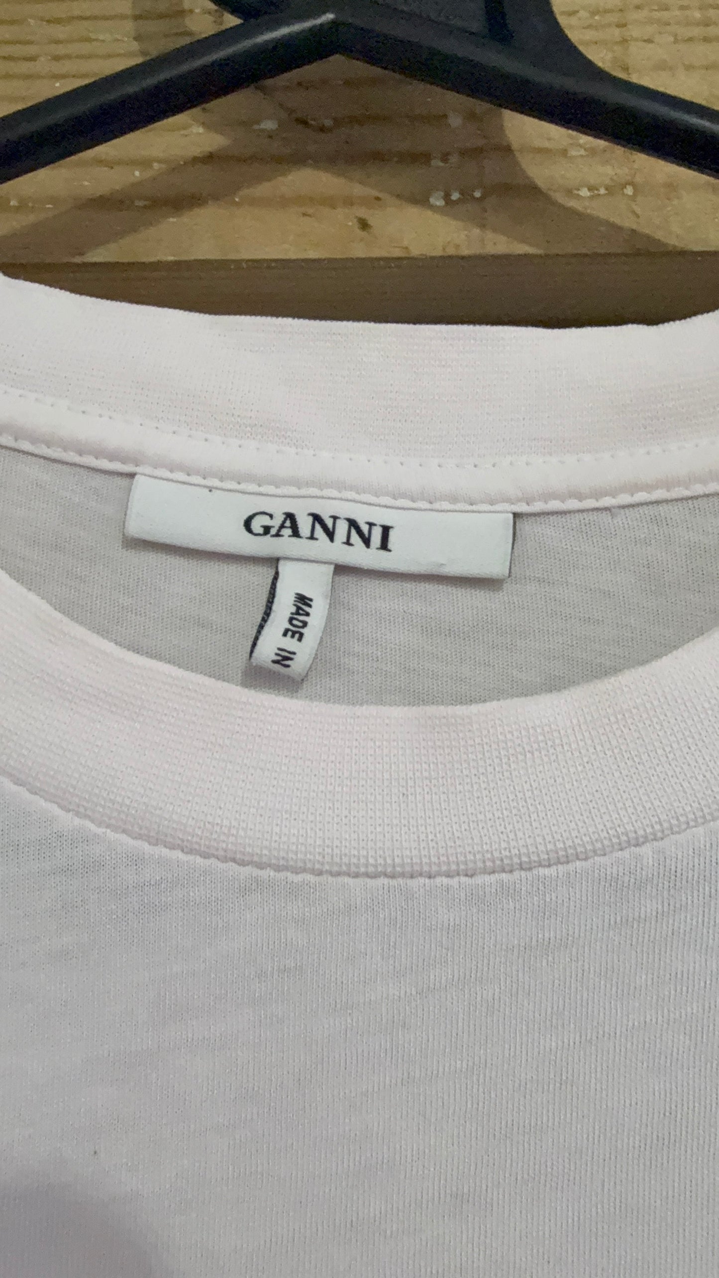 Ganni Croissant mon amour embroidered motif print T-shirt. Size XS.