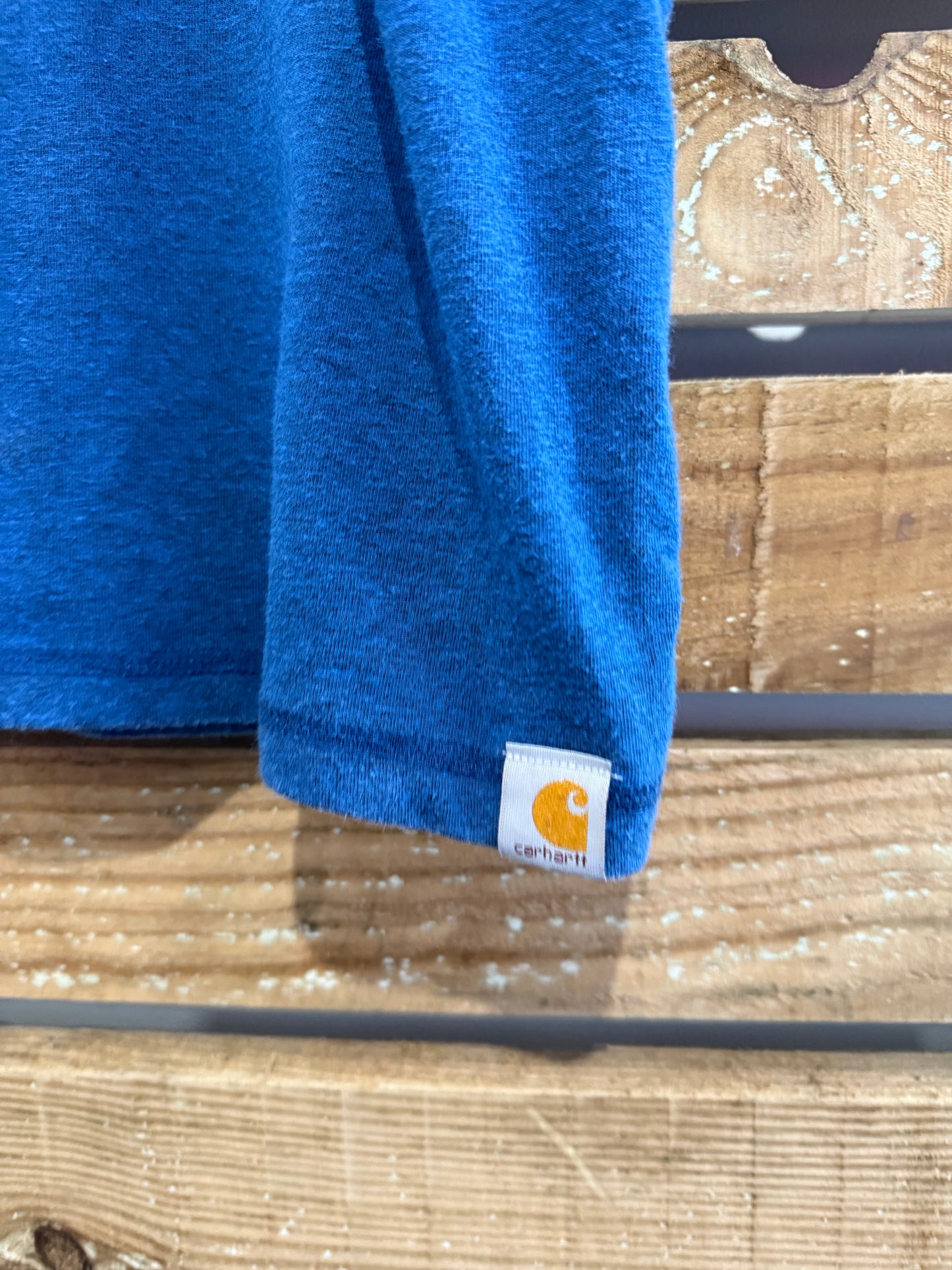 Carhartt spell-out motif t-shirt. Blue. Workwear/ cowboy/ USA. Size Large.