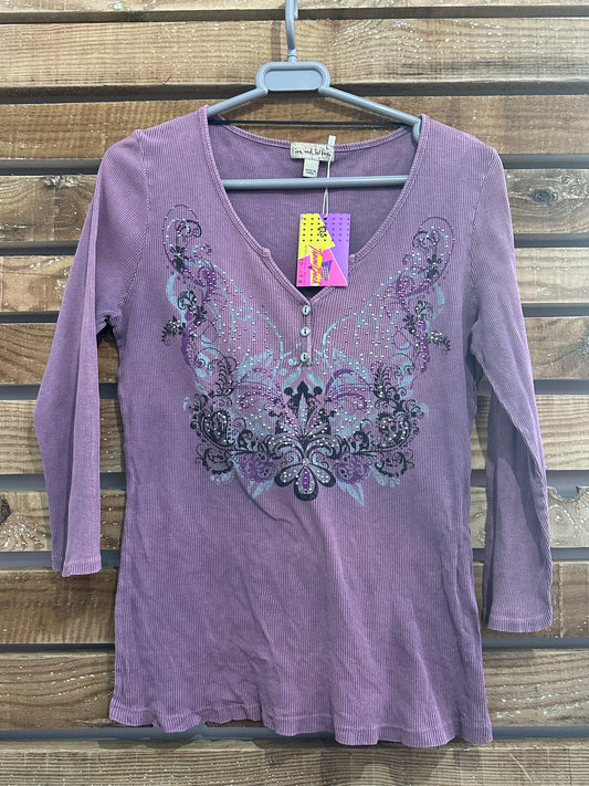 Vintage Y2K diamanté print T-shirt. Size Small.