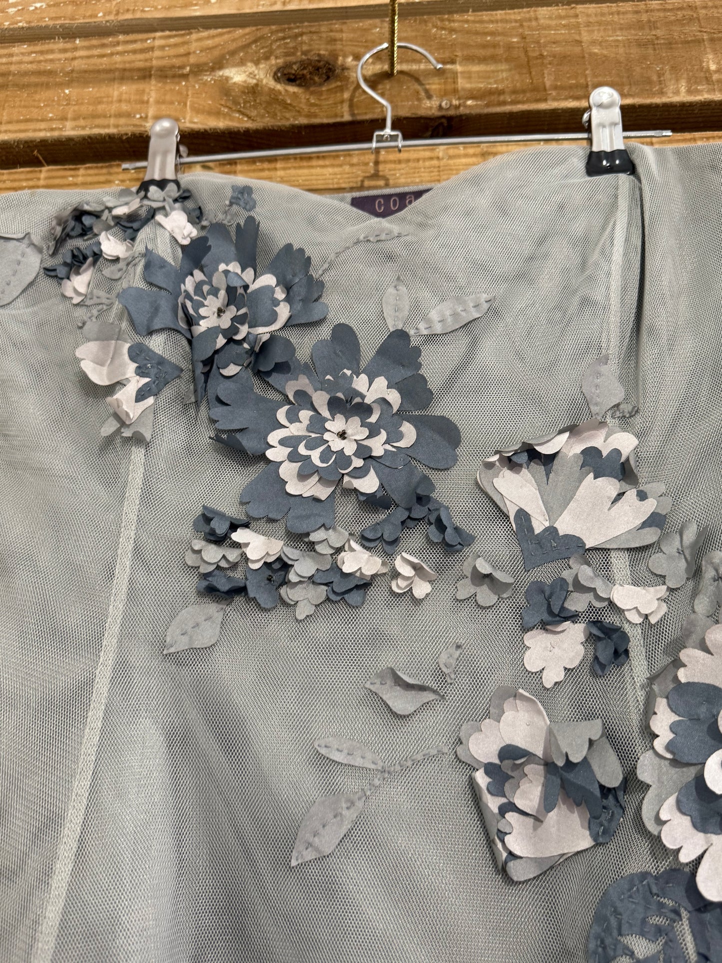 Vintage Y2K Coast couture strapless dress with 3D appliqué flowers. 50s style. Size 12-14. Wedding/ summer/prom.