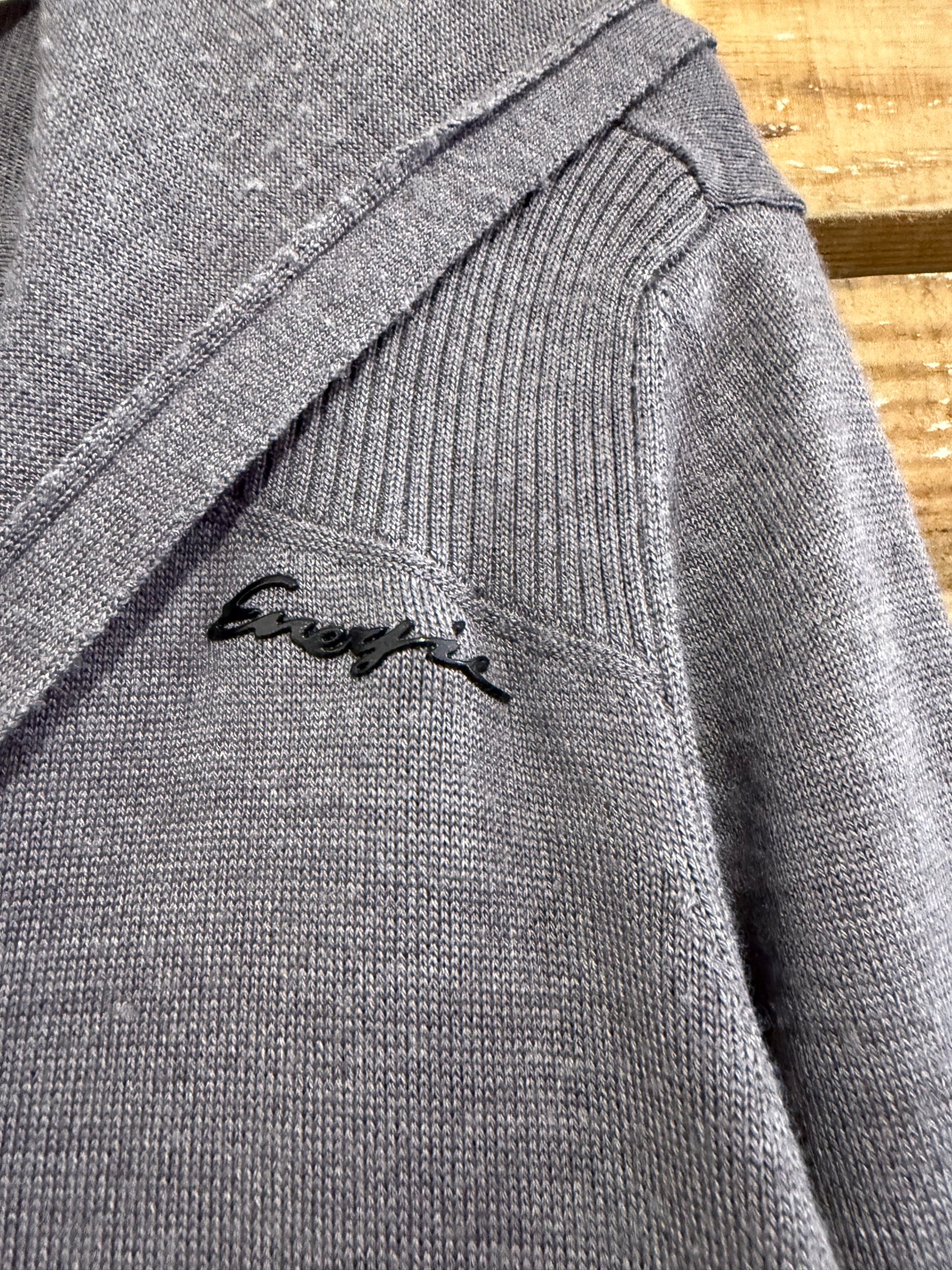 Vintage Y2K Energie button up knit Hoodie cardigan/ jumper. Grey. Size Large.