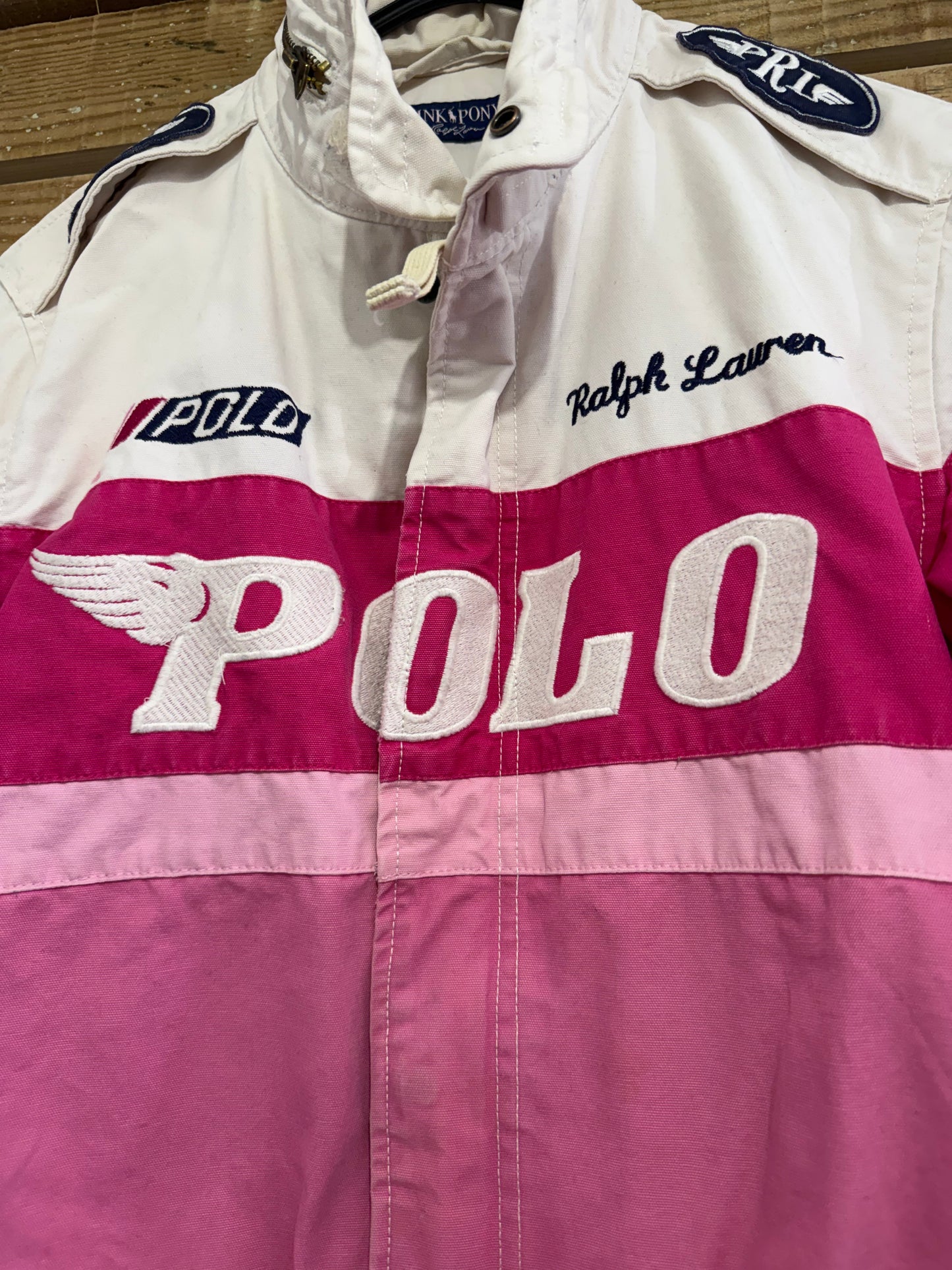 Vintage RARE Ralph Lauren Pink Pony Racing jacket. PRL. Size Small. Pink