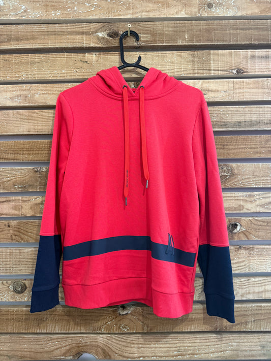 Armani Exchange logo colourblock hoodie/ hooded sweater. Red. Size Large.