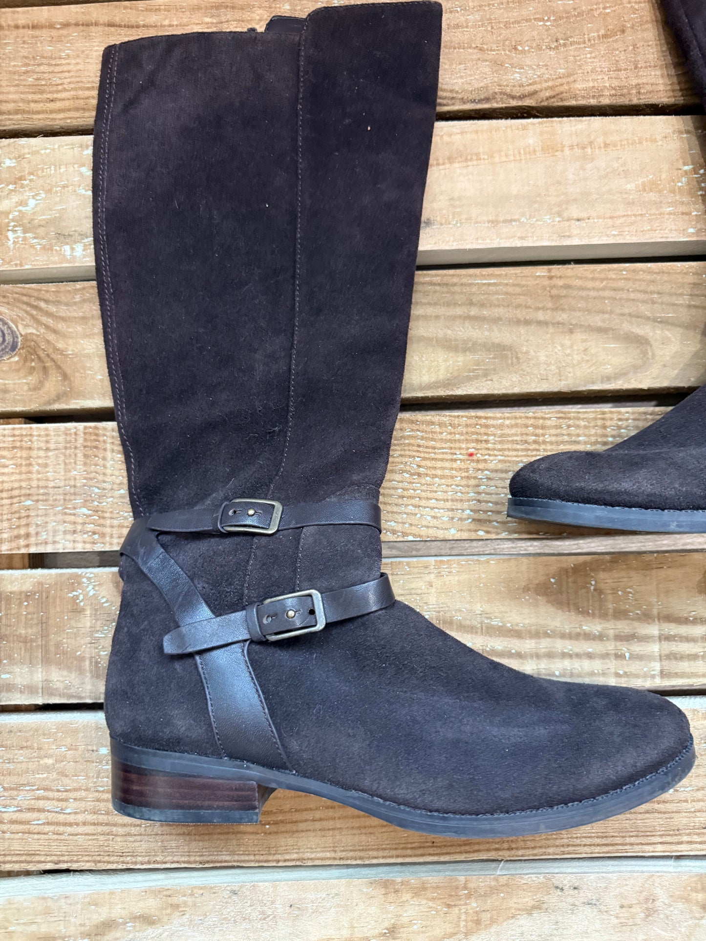 Autograph brown leather suede knee high boots, Size UK5 EU38.