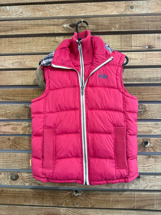 Vintage Y2K Superdry puffer Sleeveless jacket/ Gilet/ body warmer. Pink. Size Medium.