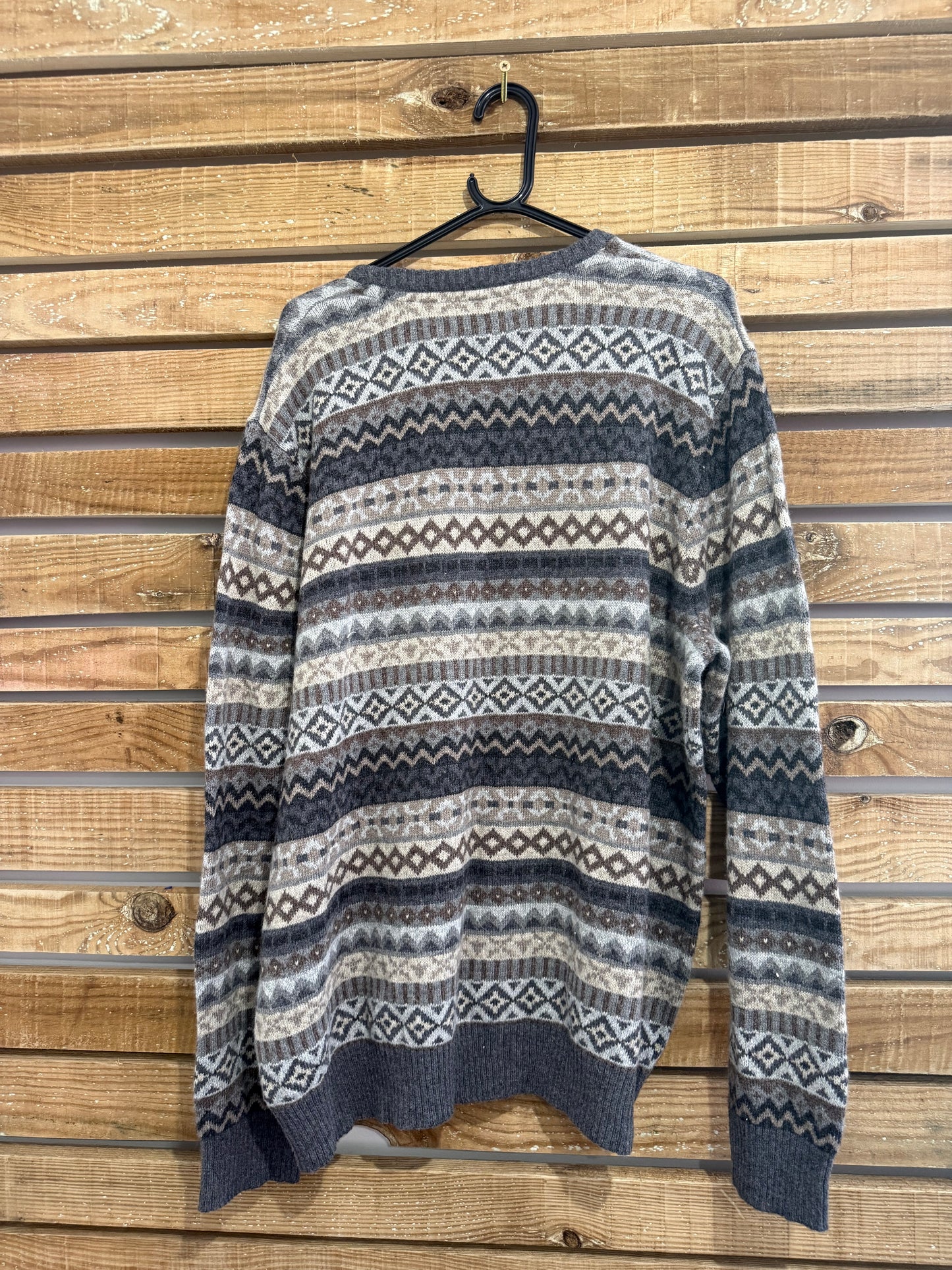 Vintage 90s Eddie Bauer fair-isle Crosby knit jumper/ sweater. Size 2XL