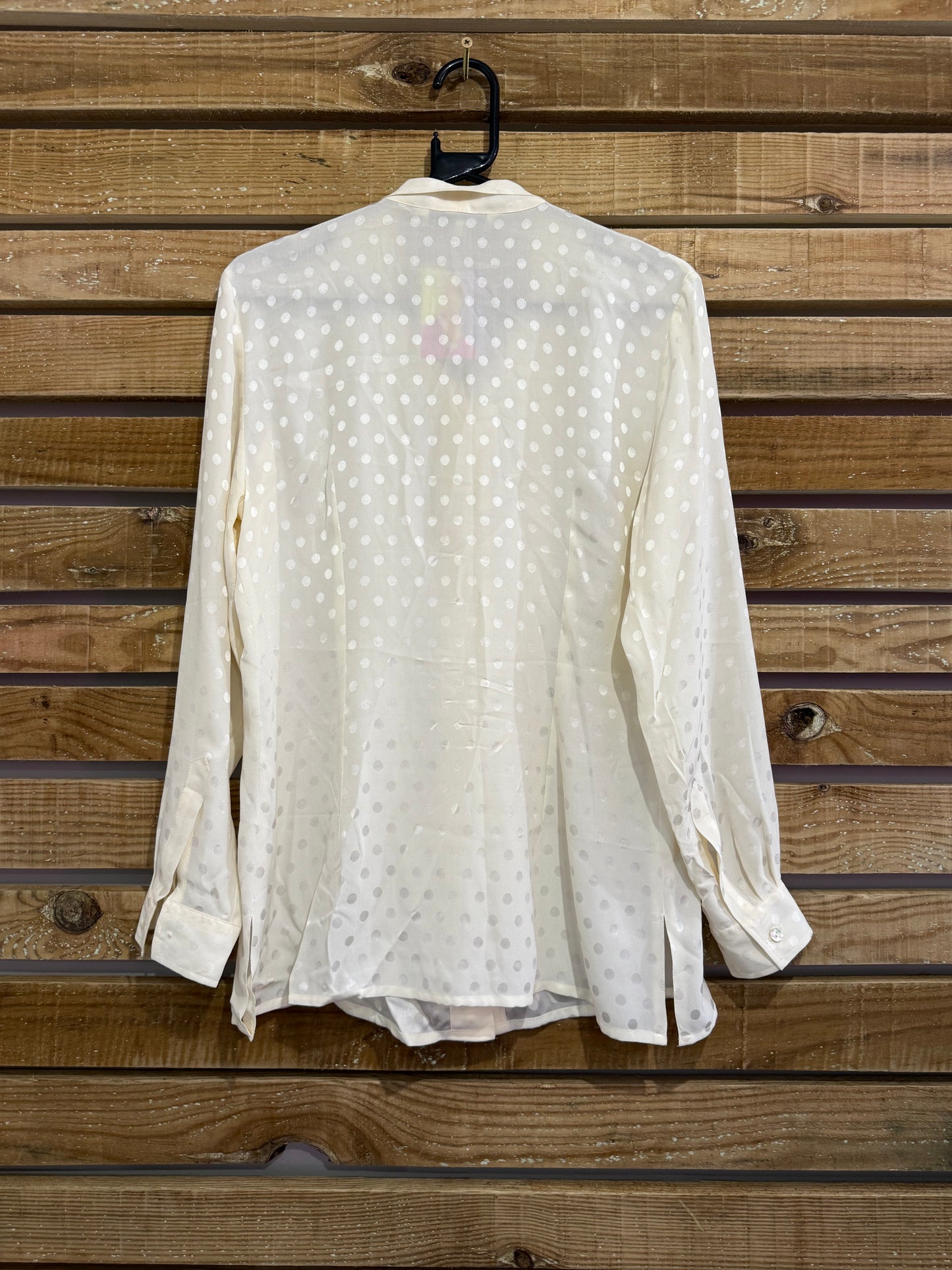Vintage 80s Aquascutum pussy bow polka dot blouse. Size UK10.