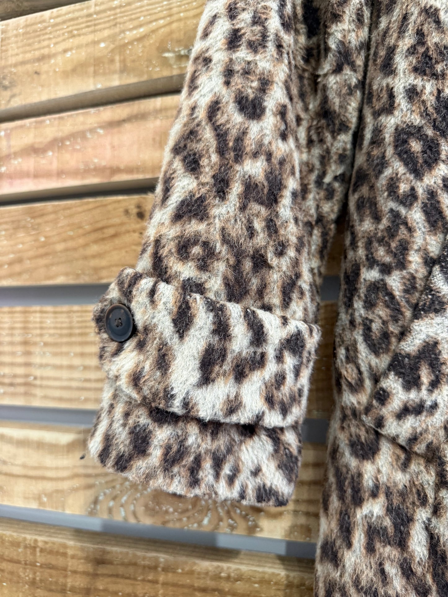 J Crew Leopard print wool blend Coat UK8-10. Size 0.