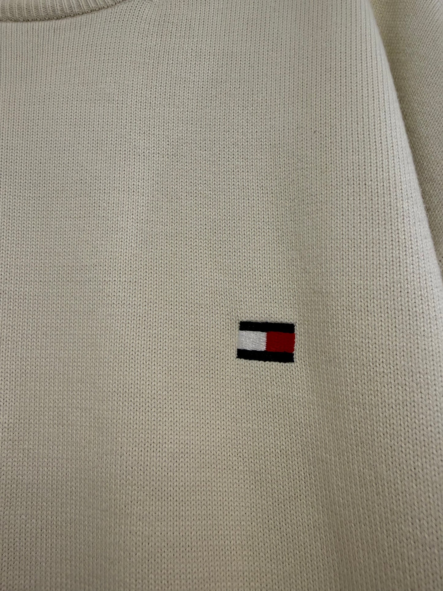 Vintage 90s Tommy Hilfiger cotton jumper/ sweater. Cream. Size Large.