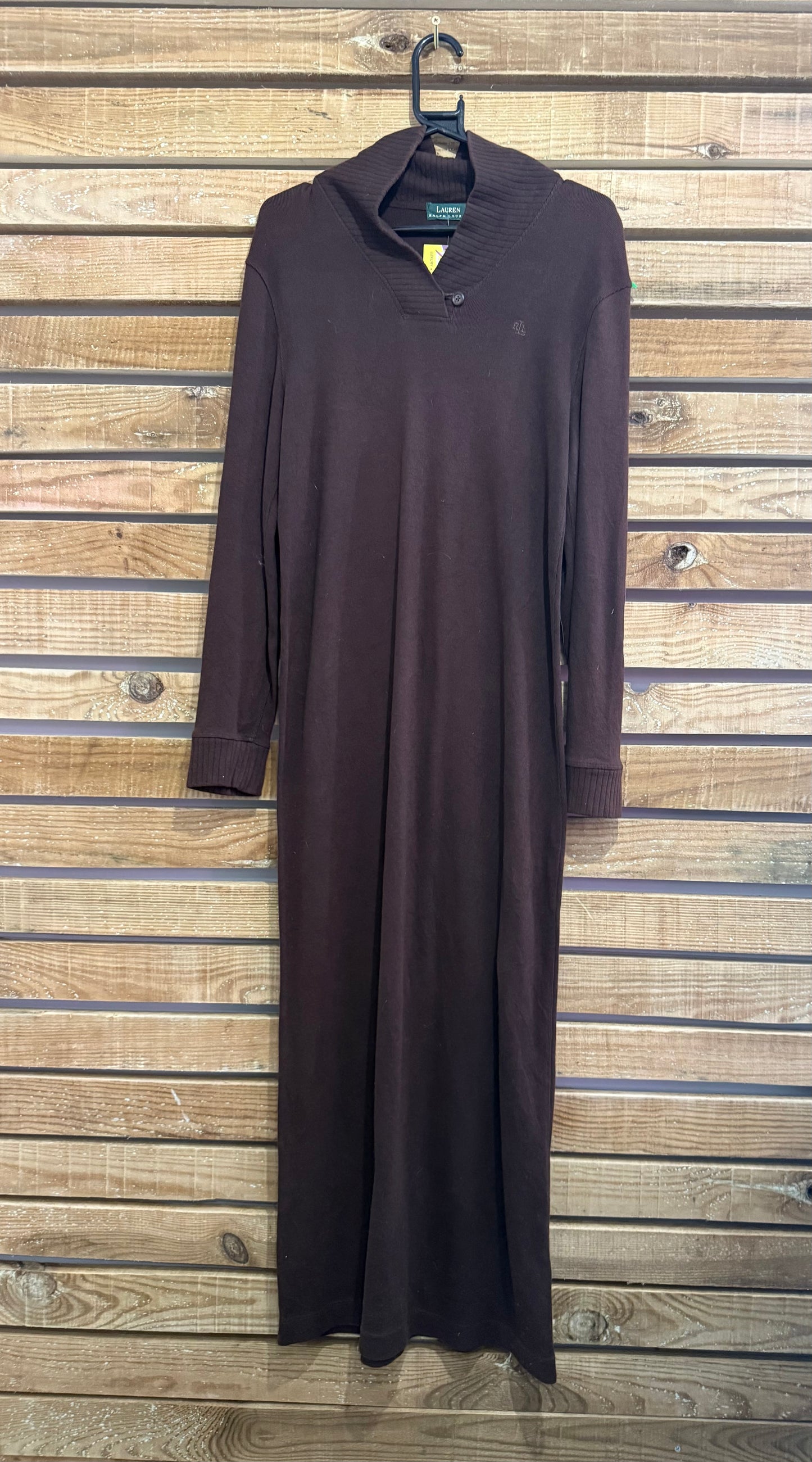 Vintage Y2K Ralph Lauren Knitted jumper dress. Brown. Free sizing up to a 12. Winter.