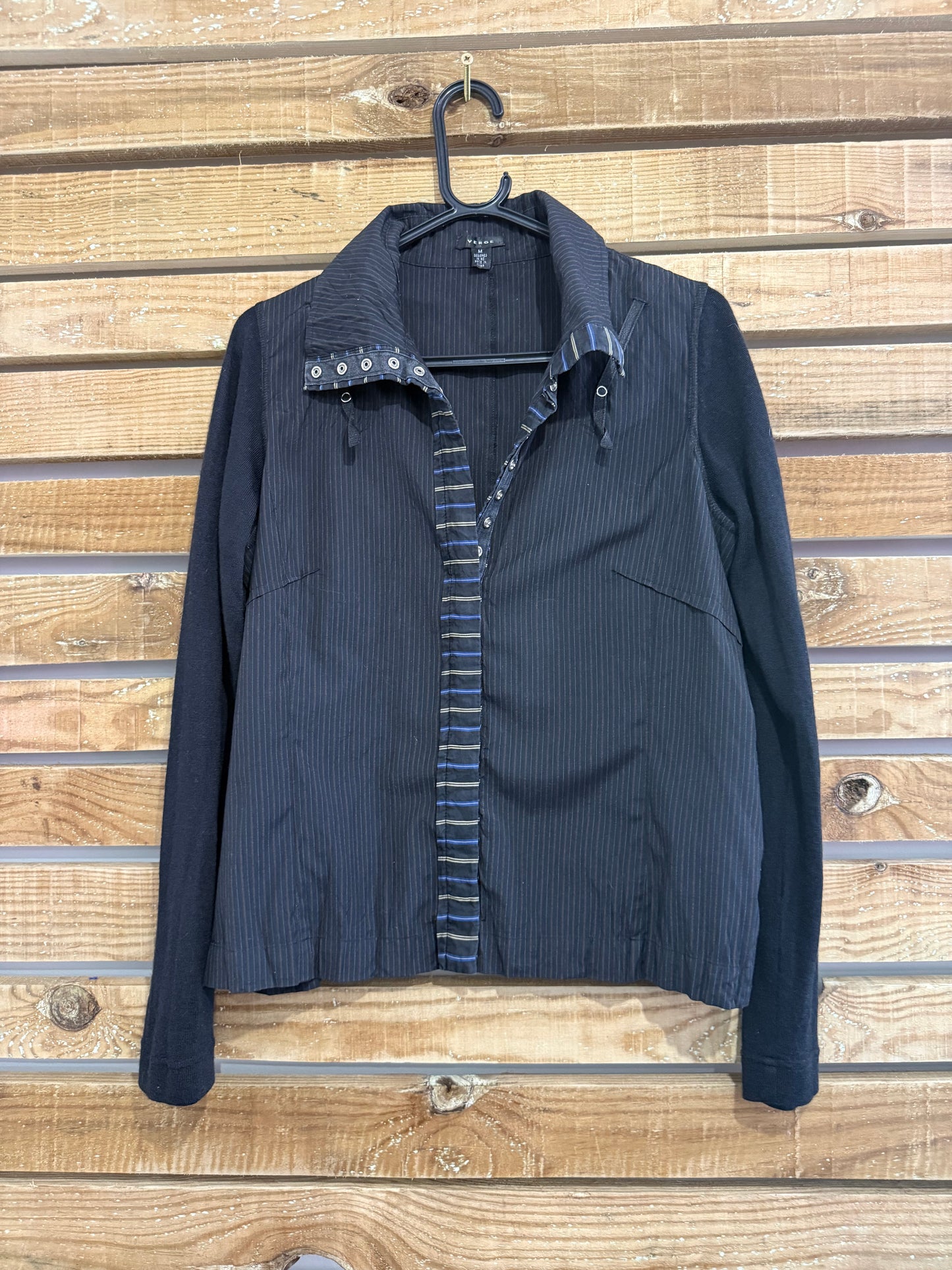 Vintage Y2K Verge stripe button up blouse/ shirt. Corset style back. Size medium.
