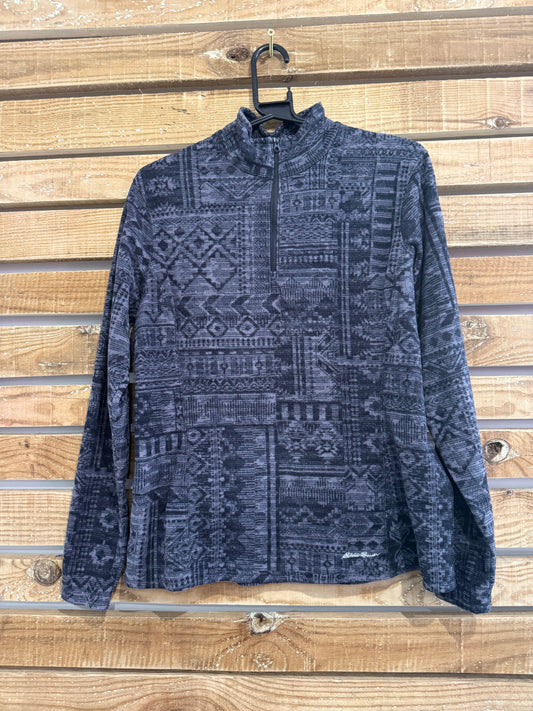 Vintage Y2K Eddie Bauer abstract patterned 1/4 zip fleece. Size Medium. Outdoors/ hiking.