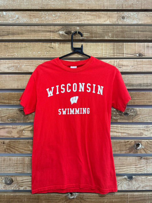 Vintage 90s Wisconsin USA spell-out sports top/ t-shirt. Size Small.