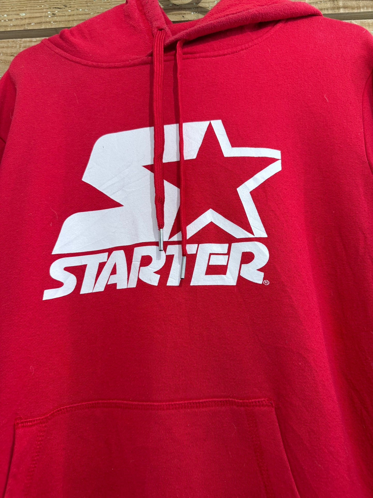 Vintage Y2K Starter Spell-out hoodie/ hooded sweater. USA/ American. Red. Size Medium.