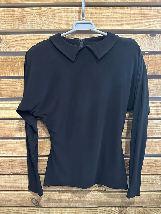 Gail Berry black long sleeved collared top. Goth. Size small.