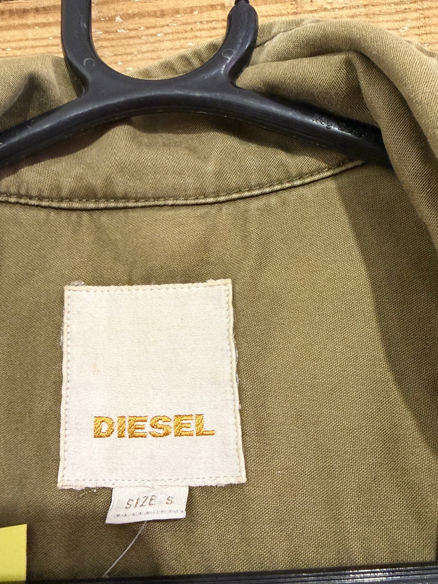 Vintage Y2K Diesel archive hybrid dress jacket. Pleated skirt, hooded. Khaki. Size Small.