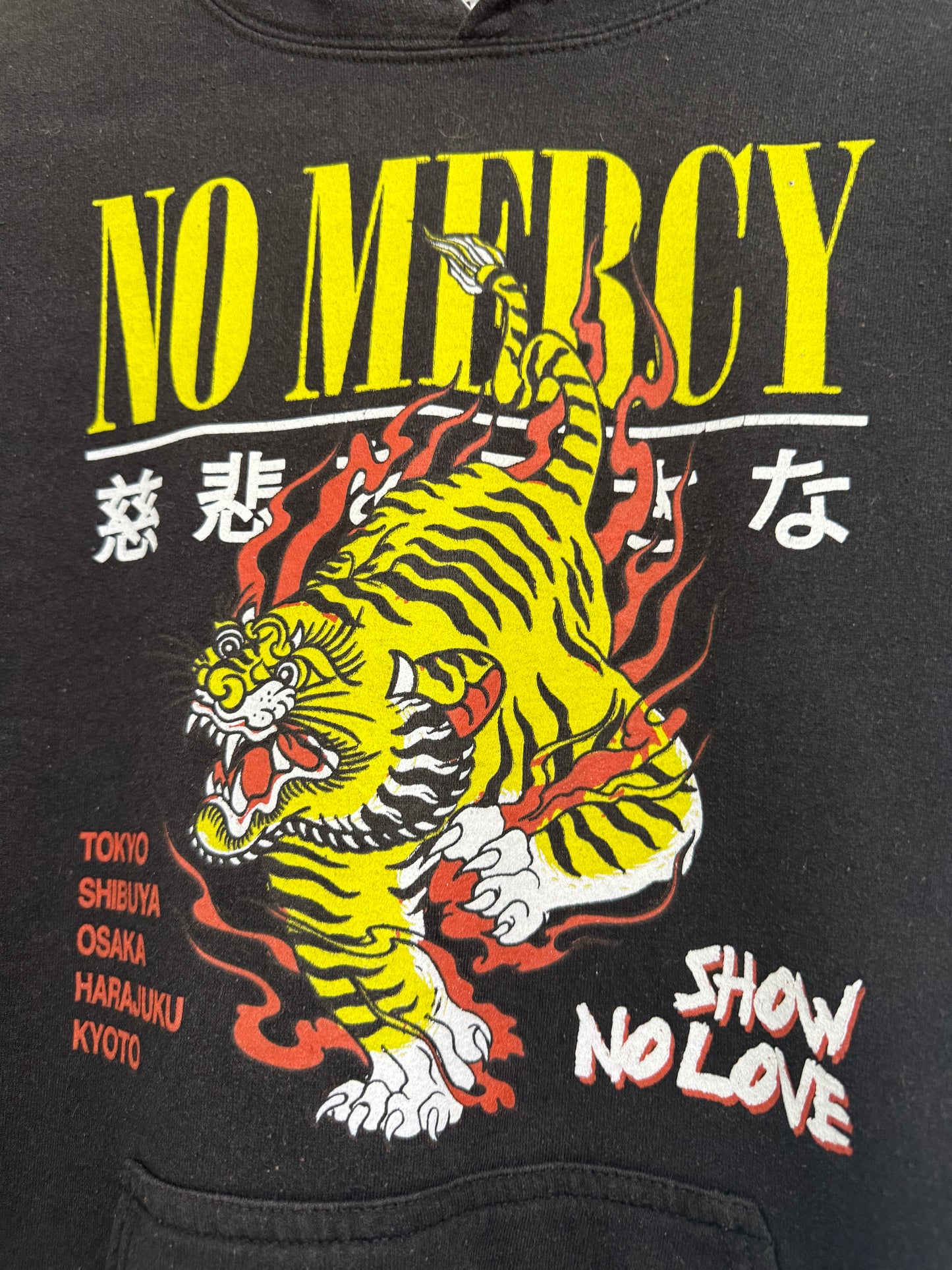 Vintage Y2K popular poison Tokyo tiger hoodie/ hooded sweater. Black. Size Medium.