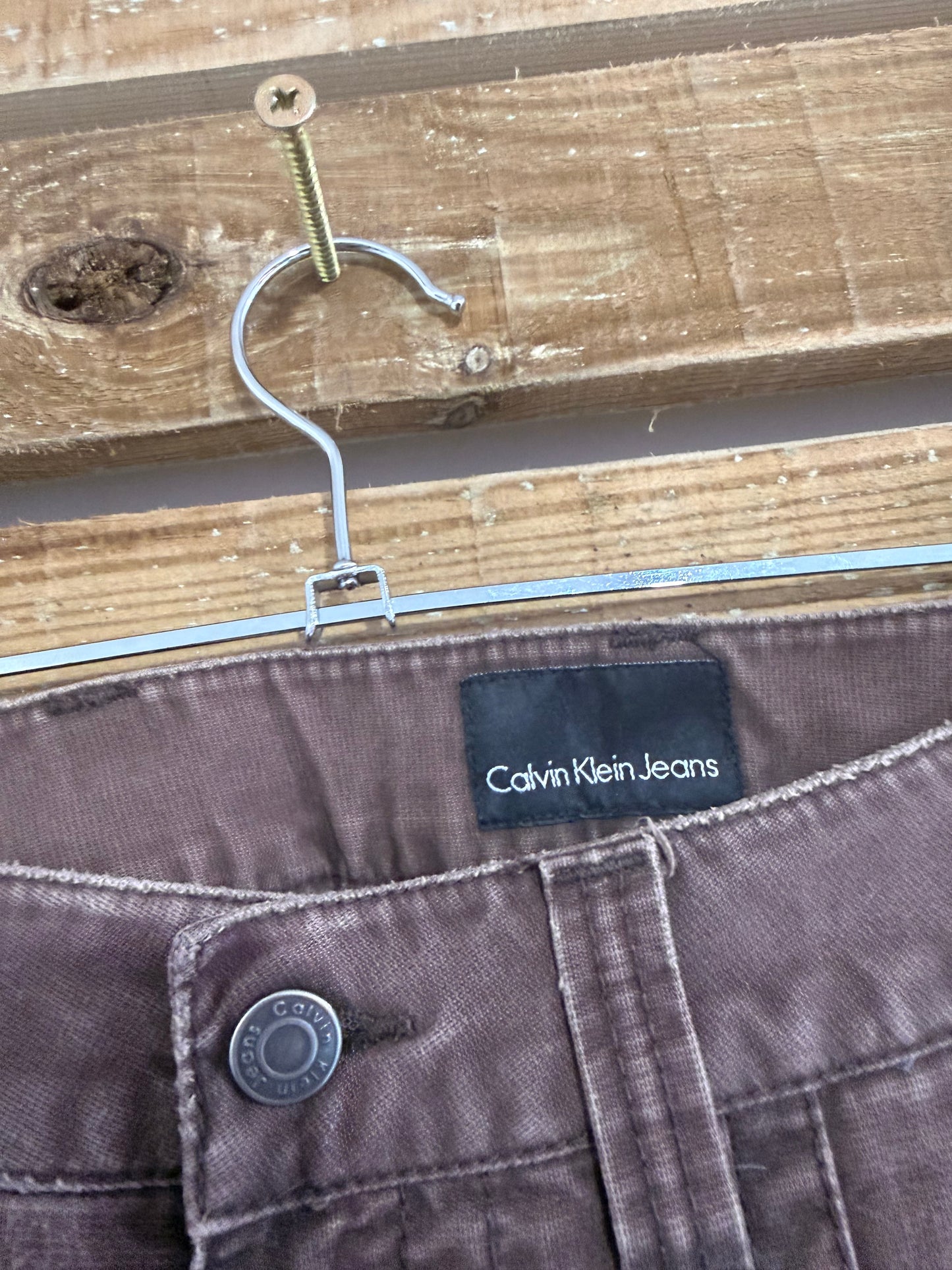 Vintage 90s Calvin Klein cargo jeans pants/ trousers. Brown. 34” waist, 35”leg.