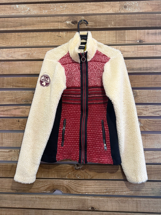 Vintage Y2K RARE Napapijri embroidered fleece Jacket. Size Small. Cream