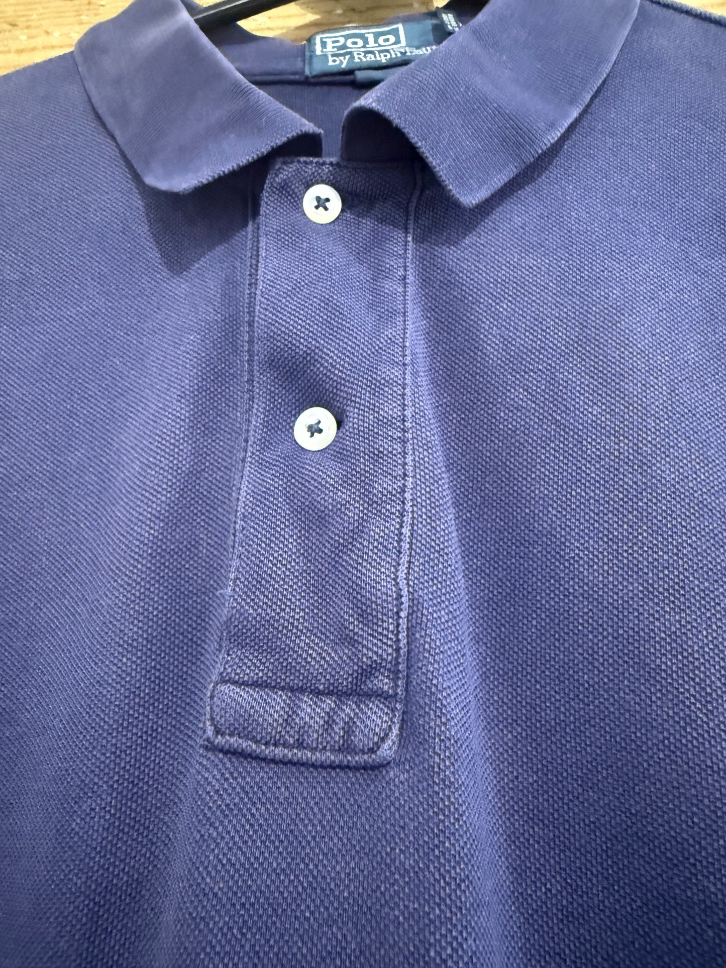 Vintage 90s Ralph Lauren pony polo shirt. Navy Blue. Size Large.