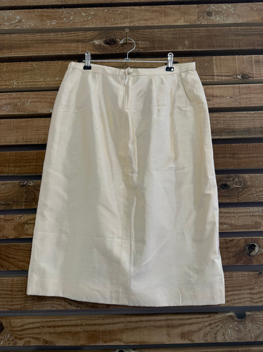 Vintage 80s Escada white/ ivory silk skirt. Summer. Waist 28”