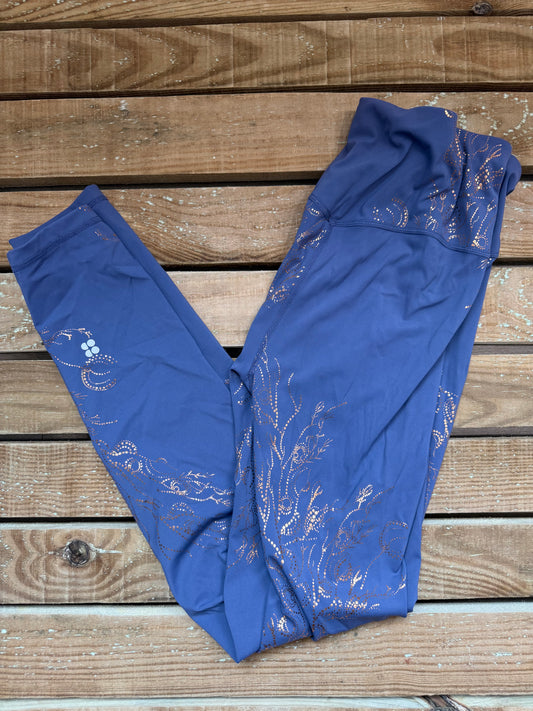 Sweaty Betty full length goddess  leggings. Crown blue, bronze foil. Size medium. Gym/ yoga.