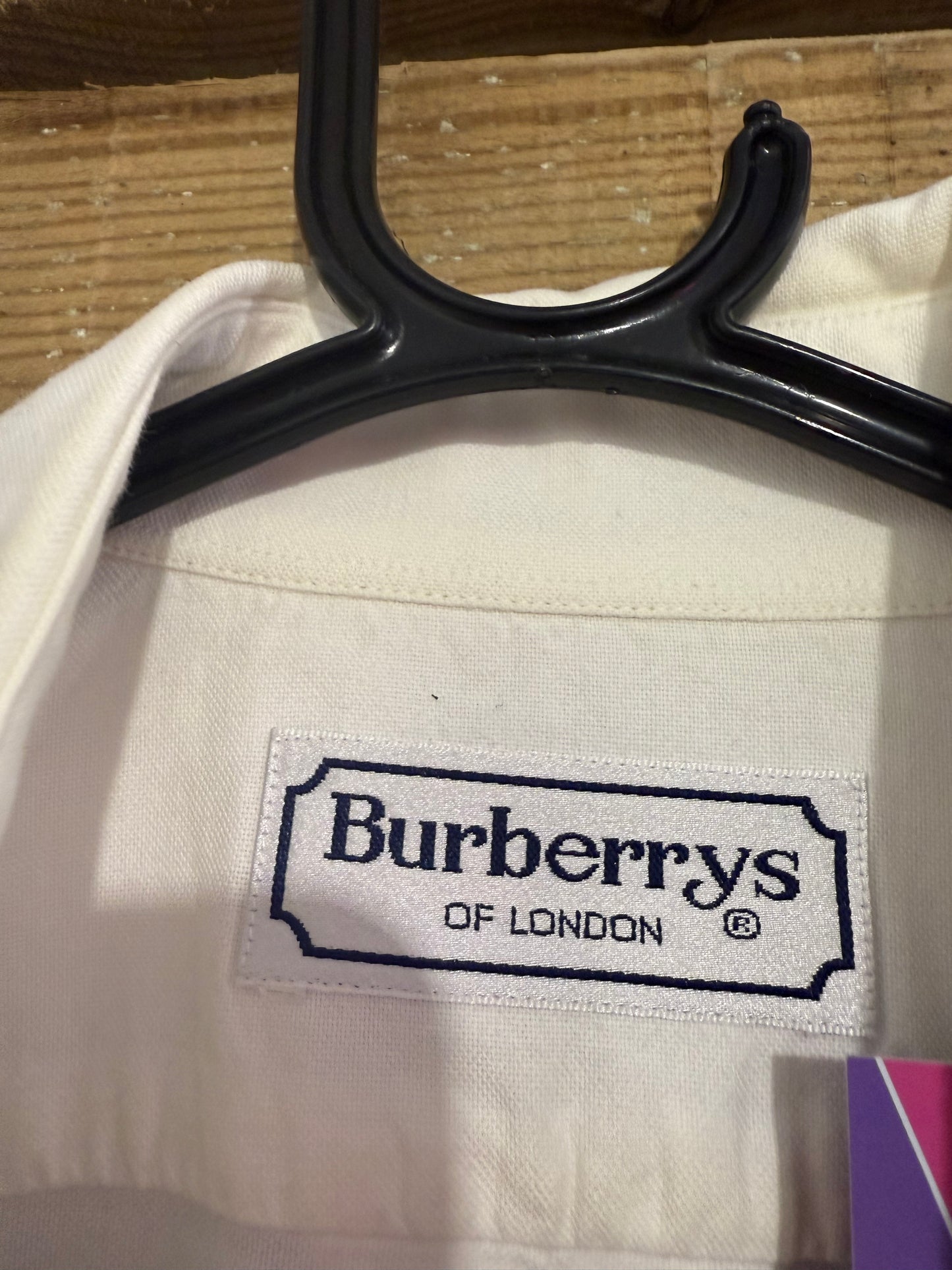 Vintage 80s Burberry white cotton button up shirt. Size Medium. 42” chest.