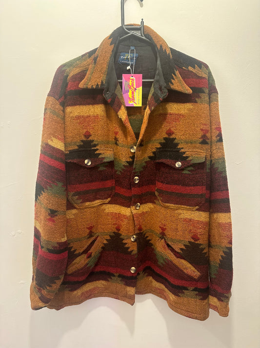 Vintage 90s Aztec wool jacket/ coat. Size Large