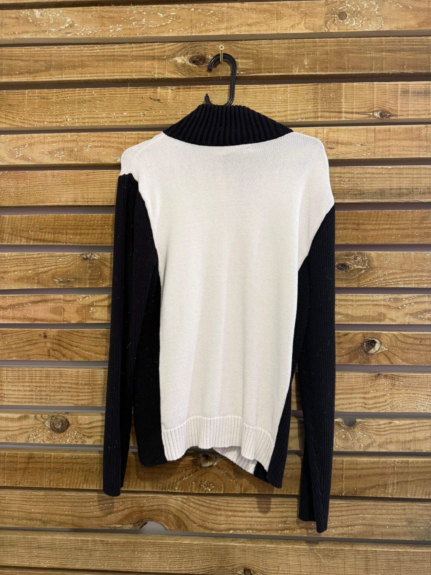 Vintage Y2K Ralph Lauren zip up knit cardigan/ jumper. Black & white. Size XL.