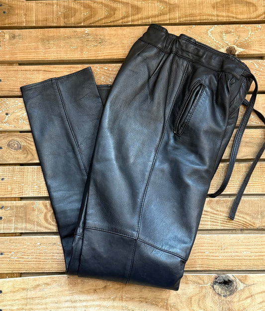 Vintage 90s leather pants/ trousers. 23-25” waist. Size UK4 to UK6