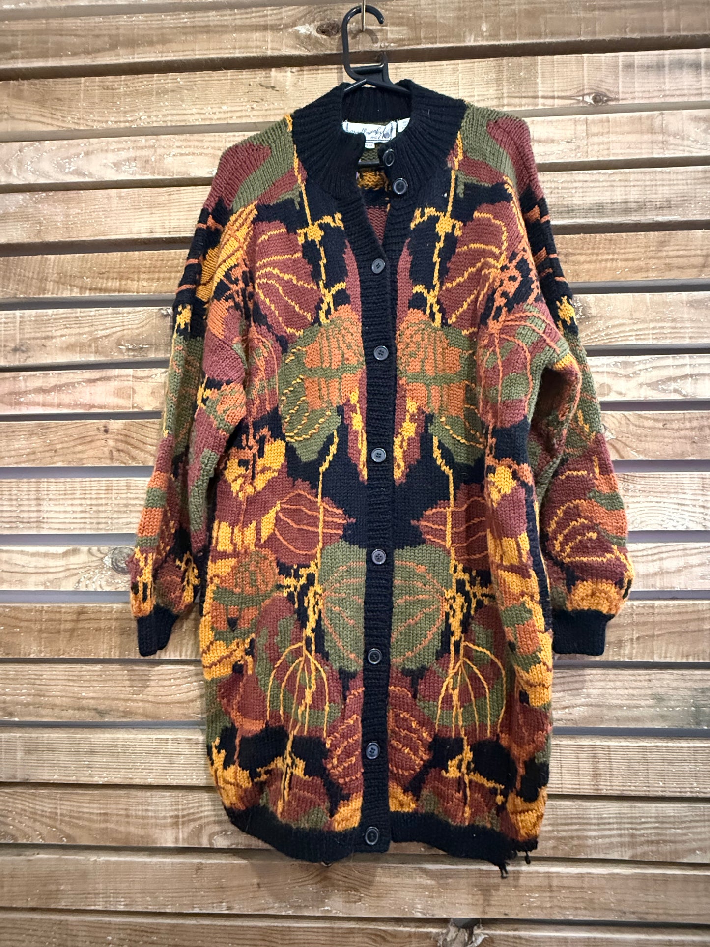 Vintage 90s Coogi style Knit. Cable Knit Cardigan. Free sizing.