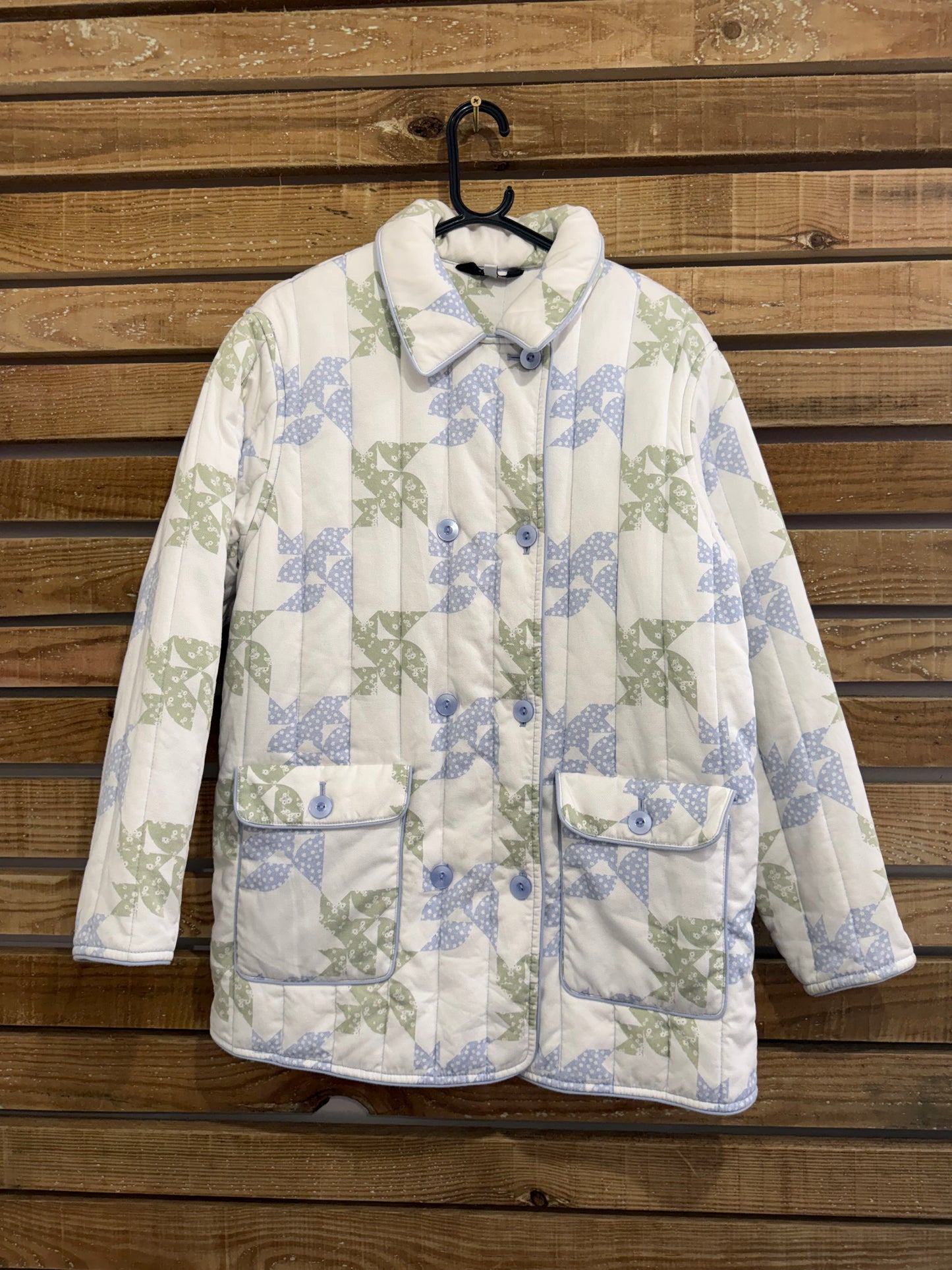 & Other Stories printed Quilted Jacket. White. Size Small.
