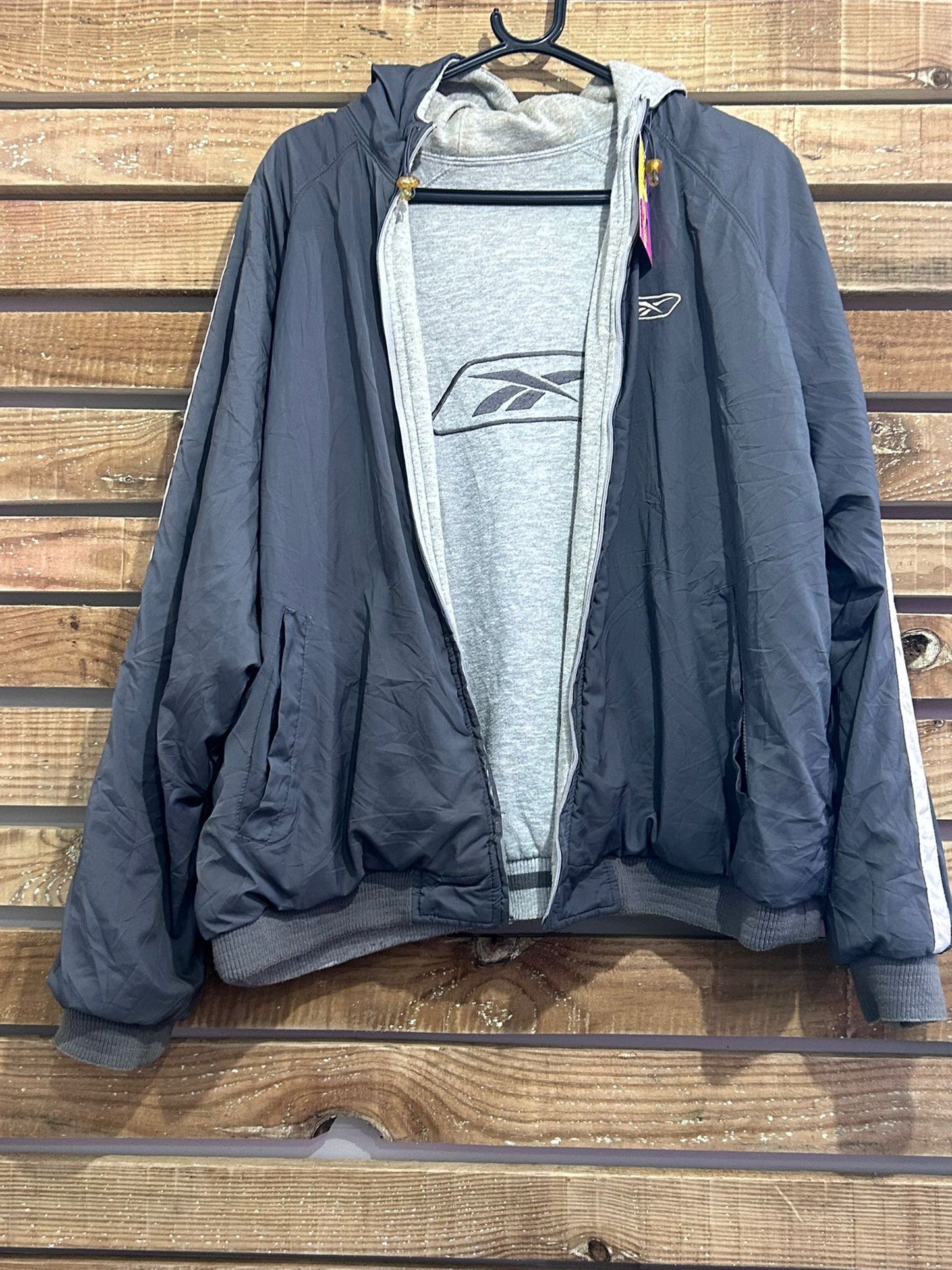 Vintage 90s Reebok Spell-out reversible coat/ jacket. Size Large