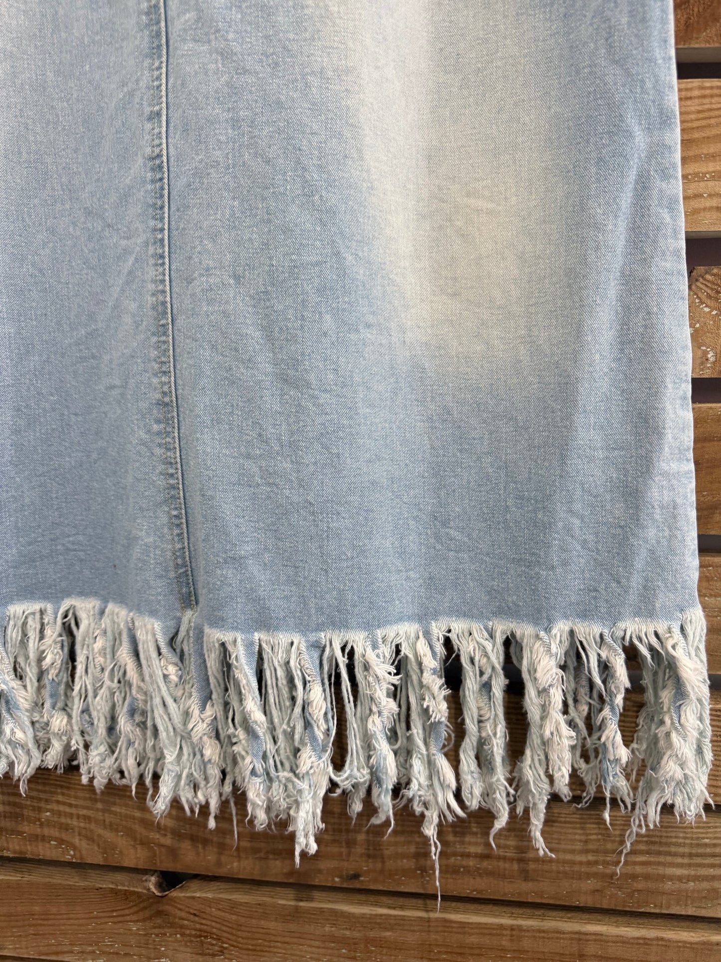 Vintage Y2K Morgan de Toi denim maxi skirt. Tassels. Eu42. Size UK12 32” waist.