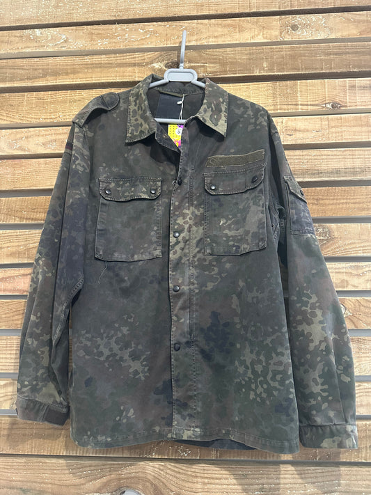 Vintage 90s German Military Flecktarn Camouflage M65 Field Jacket. Size XL