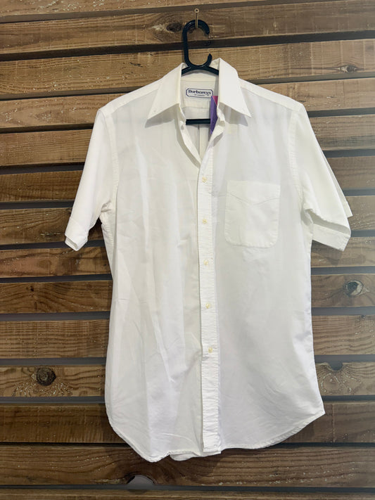 Vintage 80s Burberry white cotton button up shirt. Size Medium. 42” chest.