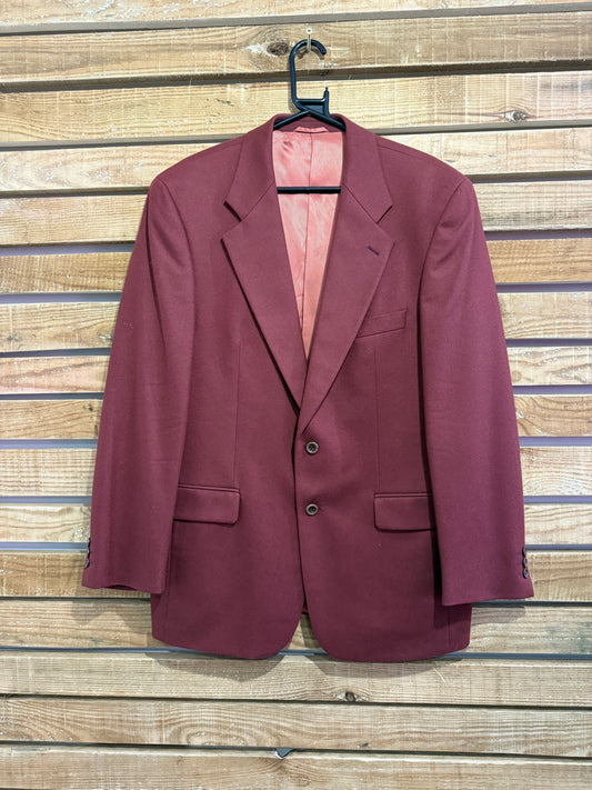 Vintage 80s Douglas Wool & Cashmere blazer/ suit jacket. Size 46” chest, Large. Burgundy.