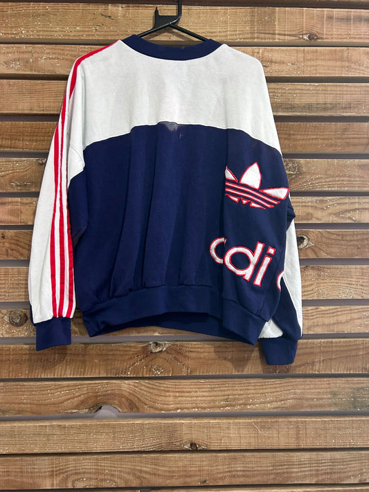 Vintage 80s RARE Adidas white sweater/ sweatshirt. Size Large