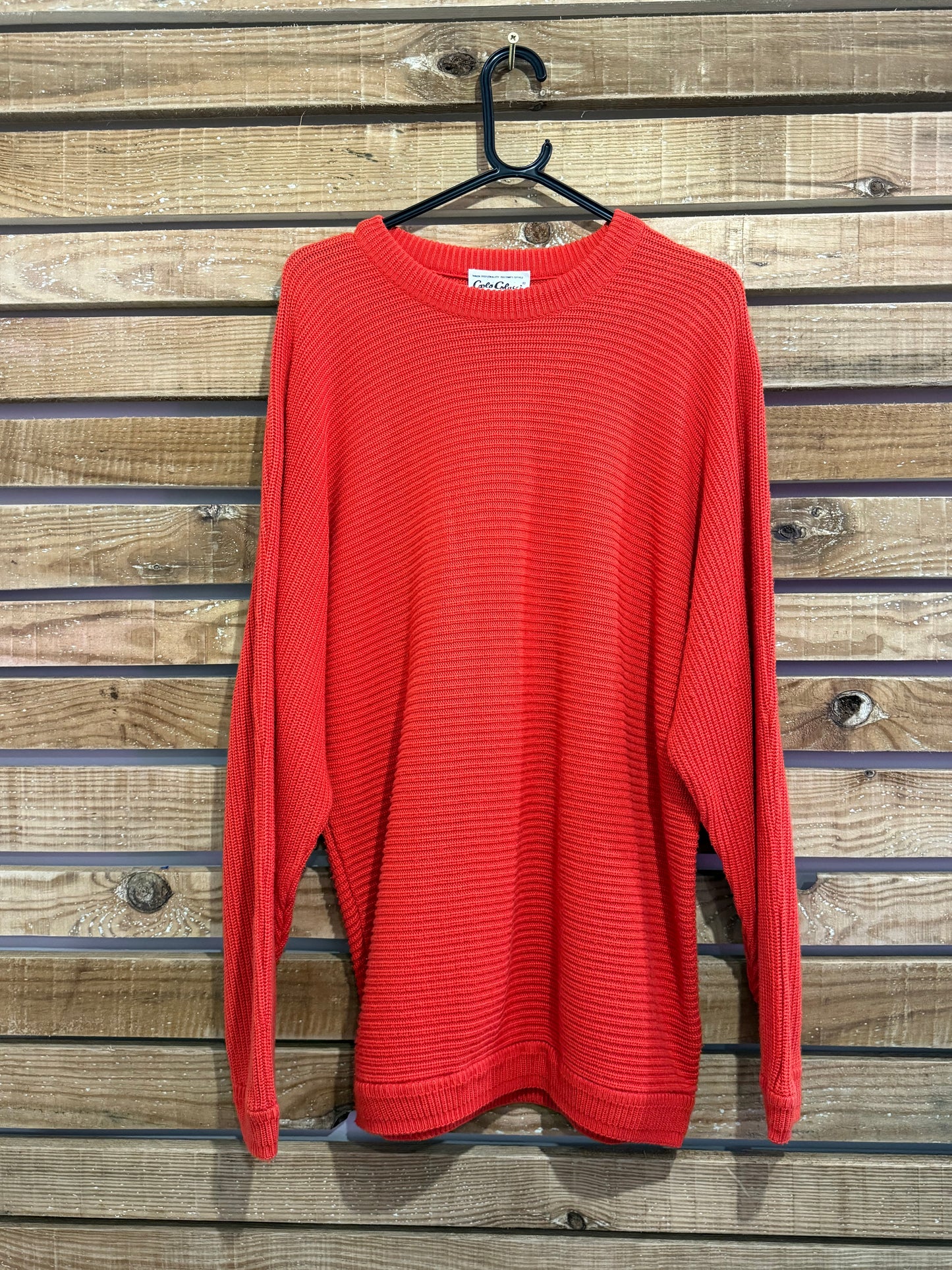 Vintage 90s Carlo Colucci Knit Red Cable Knit Jumper. Size XL