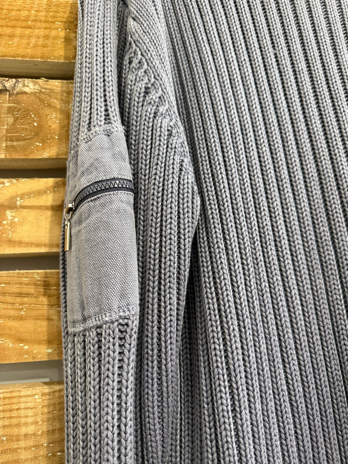 Vintage Y2K Blanc Bleu zip up knit cardigan/ jumper. French workwear. Baby blue. Size Large.