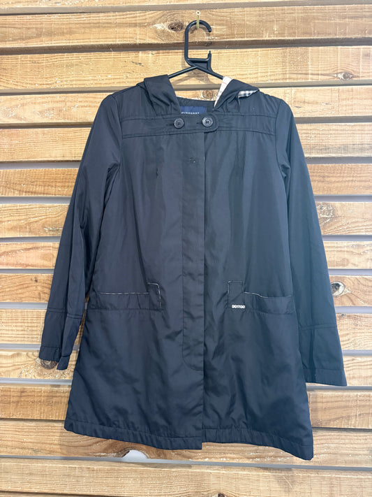 Vintage 90s Burberry nova check black rain jacket. Hooded. Size Medium.
